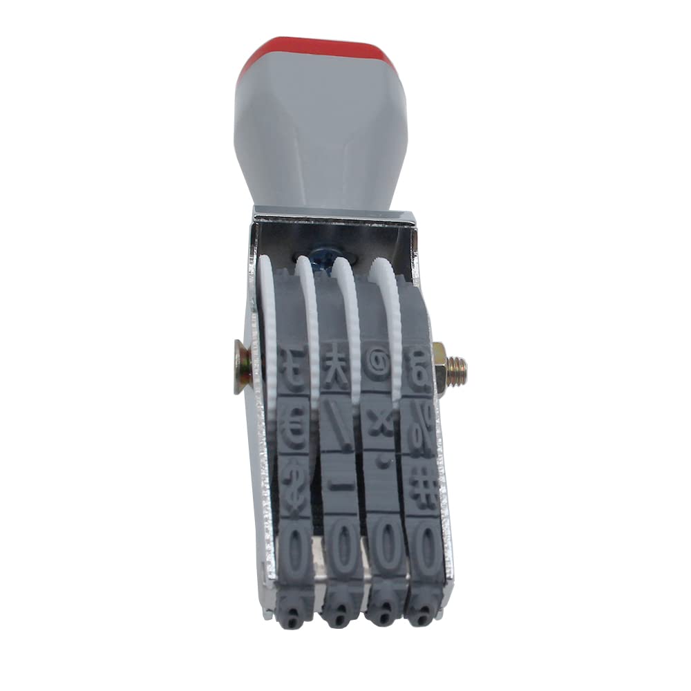 WANLIAN 4 Digits Number Rubber Stamp Business Stamps Multi- Functional Creative Rolling Wheel Stamp Personalized Number Stamps Symbol Office Date Stamp