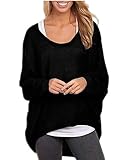 Women's Sexy Long Batwing Sleeve Loose Pullover Casual Top Blouse T-Shirt