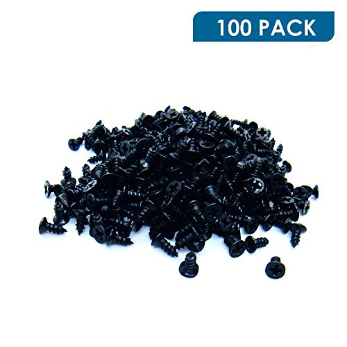 Small Screw, BLUELEC Antique Style AntiOxidative Finish Wood Screws for Fastening Plank, Plastic Materials or Resin Plywood, 45Â° Flat Head, Phillips Drive, 100pcs, 1/4 inch(2.5Ã—6mm,1/4", Black)