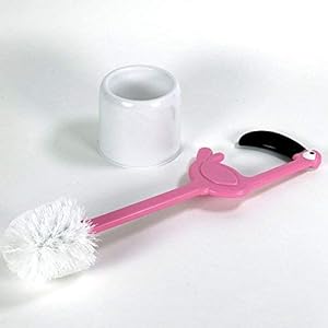 OOTB Roze plastic toiletborstel, flamingo, roze, 12,5 x 12,5 x 47,5 cm