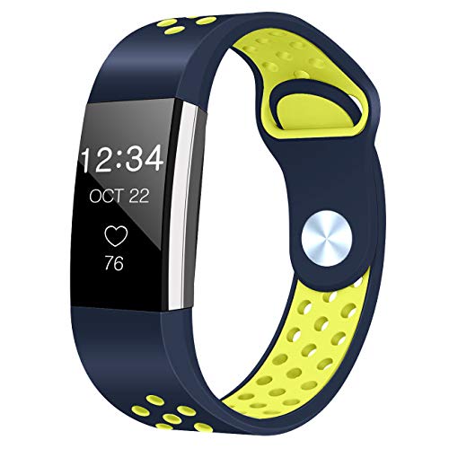 HUMENN Silicone Sport Bands Compatible for Fitbit Charge 2, Replacement Accessory Air Holes Band Compatible for Fitbit Charge 2 HR