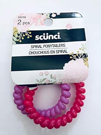 Amazon Com Scunci Spiral Ponytailers One Each Pink And Lylic