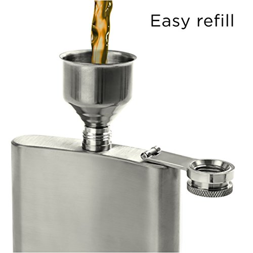 8 oz Hip Flask Set with Funnel: Stainless Steel Flask for Liquor in a Gift Packaging. Pocket Drinking Flask For Travel, Camping, or Any Occasion. An OUTSTANDING GIFT for Men or Women.
