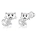 Premium 9MM Multi Color Crystal Cat Screwback Kids Baby Girl Teen Earrings With Swarovski Elements By Chanteur – 925 Sterling, White Gold Tone – Perfect Gift For Children