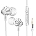 vastland Earbuds, Earphones, Headphones with Microphone - Wired Noise Isolating Ear Buds, Stereo Headset for Cell Phones Laptops and etc.(White & Silver)