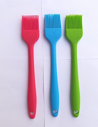 WELLSUITE Silicone Basting Pastry Oil Brush Set of 3, Silicone Baking Brush Utensils Spatula for Grilling, BBQ Meat, Barbecue