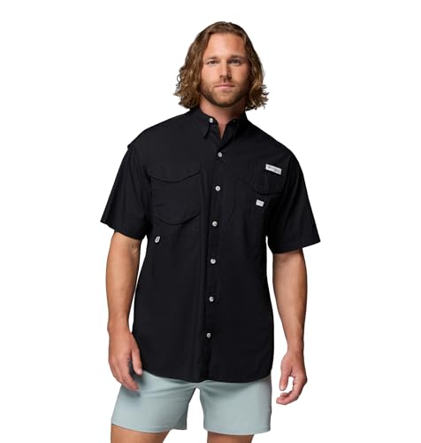 Columbia Mens Bonehead Short Sleeve Shirt, Black, XS