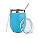 Polarduck Wine Tumbler Cup Coffee Mug: 12oz Travel Insulated Tumbler with Lid & Straw, Stainless Steel Vacuum Double Wall-Gift for Women, Men, Mom, Dad, Friend (Blue)