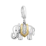 Elephant Charm with Diamonds in Sterling Silver