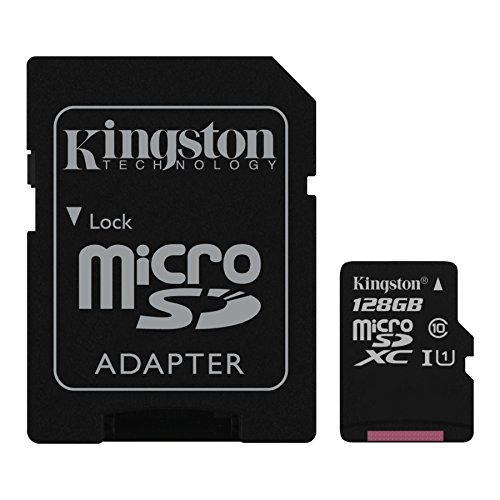 Kingston Digital 128GB microSDXC Class 10 UHS-I 45MB/s Read Card with SD Adapter (SDC10G2/128GB)