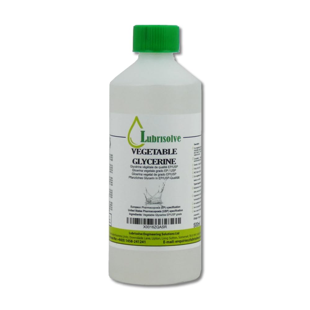Lubrisolve 500ml Vegetable Glycerine EP/USP Grade, NON-GMO, Odourless & Colourless 500ml