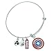 Captain America Women's Stainless Steel Enamel Filled Logo Charm Bracelet