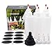 Squeeze Bottle 8 Oz - Set of 6 - With Red Caps, Silicone Funnel, Chalk Labels, 6 Extra White Caps, E-book. Leakproof, BPA Free & Refillable Squirt Plastic Bottles For Condiments, Mustard, Ketchup