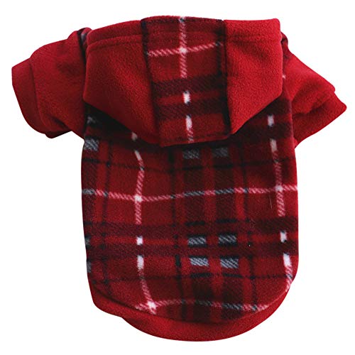 Longay Dog Pet Clothes Hoodie Warm Fleece Puppy Coat Apparel (Red, XS)