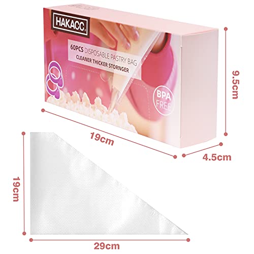 HAKACC Disposable Pastry Bags,120PCS Plastic Icing Bags with Dispenser Packaging