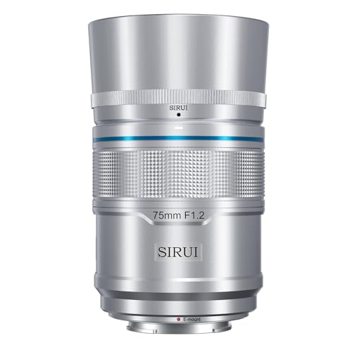 SIRUI Sniper 75mm Autofokus Objektiv, F1.2 Telephoto APS-C Camera Objektiv E Mount Objektiv für A6400, A6700, ZV-E10, FX3/30 (E-Mount, Silver)