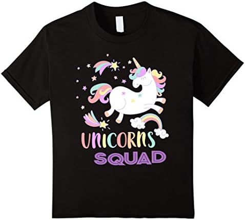 Kids Unicorn Squad Shirt Funny Unicorns Queen Girls T-Shirt 10 Black