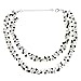 Silk Thread and Genuine Black White Cultured Freshwater Pearl Strand Cluster Necklace, 16-18 inches