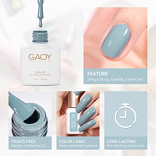 GAOY Gel Nail Polish Kit with UV Light, 12 Colors Black White Glitter