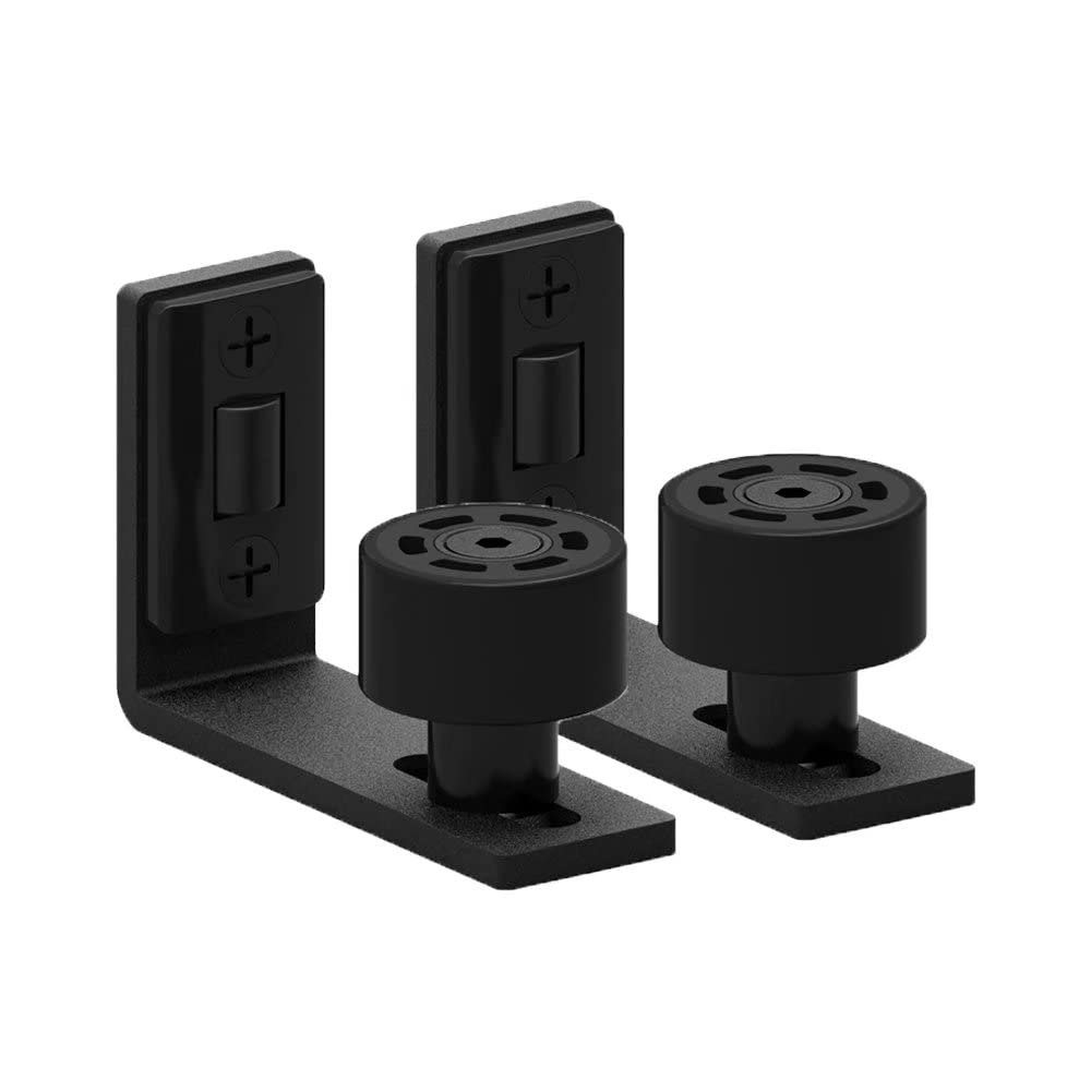 QINAIXQM Floor Guide for Wall Mount Barn Door Adjustable, Quietly and Smoothly (Black-2pcs)