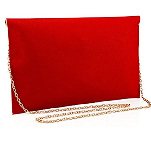 Amaze Fashion Women Handbag Shoulder Bags Envelope Clutch Crossbody Satchel Tote Purse Leather Lady Bag (Red)