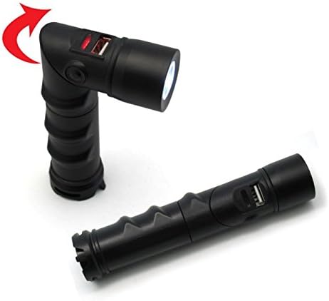 ApexJoy Rechargeable LED Flashlight with 360 DegreeTurnable Head &amp; Magnetic Attachable Bottom, Portable Charger External Battery Pack Power Bank for Smartphone, iPhone &amp; Tablet
