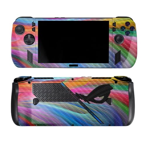 Carbon Fiber Skin Compatible with Asus ROG Ally X - Rainbow Waves - Premium 3M…