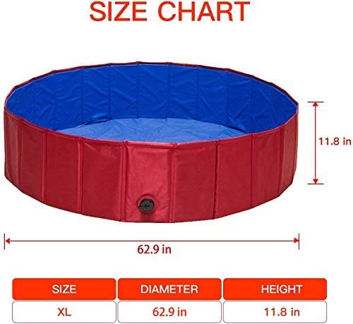Foldable Dog Swimming Pool Bathing Tub - Portable Pet Paddling Pool for Large Dogs Cats and Children Kids Indoors Outdoors Using, X-Large