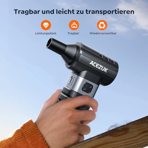 ACEZUK Elektrische Staubgebläse Druckluftspray 200000 U/min für PC Reinigungsset,10500mah Compressed Air, 4-Gang Air Duster Luftdruckspray mit Akku, Tastatur Reinigung für PC, Elektronik, Sofa, Auto