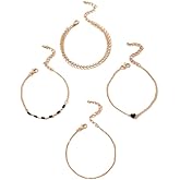 Dainty Gold Bracelets for Women, 14K Gold Jewelry Sets for Women Trendy Gold Bracelet Stackable, Waterproof Adjustable Cuban Link Paperclip Chain Dainty Necklace Pack Gifts for Women