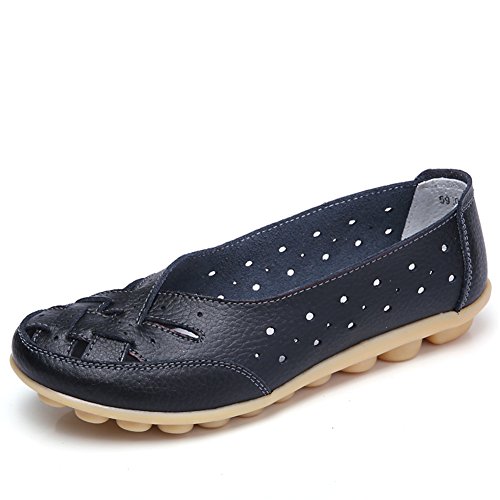 Z-joyee womens hollow out casual leather driving flat loafers sho…