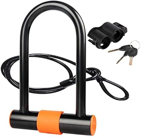 Amazon 自転車u字ロック ストッピングワイヤーセット 高硬度 自転車ロック 10mmワイヤーロックセット 固定ブラケット 自転車鍵 高切断対抗 盗難防止 キー3本付き B バイク用ロック 車 バイク