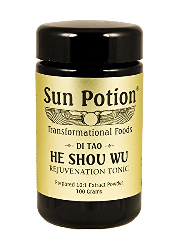 Sun Potion He Shou Wu (Wildcrafted) - 80 Gram Jar - Used as a Longevity, Anti-aging, Blood-building, Beauty, and Rejuvenation Food