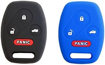 BAR Autotech Remote Key Silicone Rubber Keyless Entry Shell Case Fob and Key Skin Cover fit for Honda Accord Civic CRV Element Pilot (1 Pair) (Black+Blue)