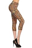 Leggings Depot Women's Butterknit Capri Cropped Printed Leggings Tights Set1 (Pantheon Muse)