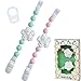  Set of 2 Universal Baby Pacifier Clips with Silicone Teething Beads for Girls, MAM Pacifier Clip Adapter, Soothie Pacifier Holder & Baby Teether Holder, Binky Clips are Best Baby Girl Gifts