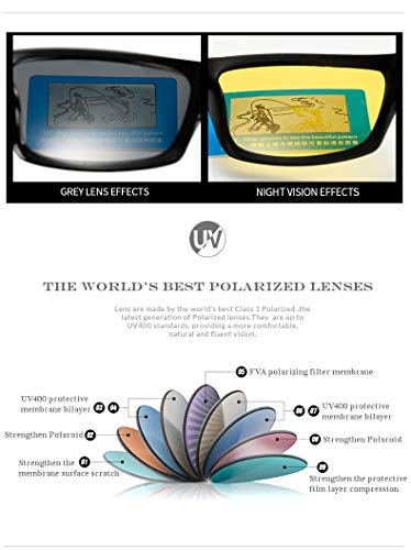 Night Driving Glasses Anti Glare Polarized HD Vision Sunglasses UV400 for Safety Car,Metal Frame Yellow Lens