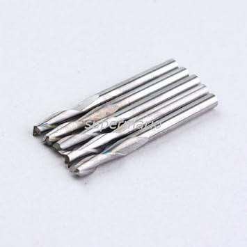 Generic 10pcs 1/8 3.175mm Wood Cutter Solid Carbide CNC Drill Bit Set Milling Tools EndMill 2 Two Flute Spiral Router Bits 22mm