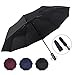 AmbrellaOK Windproof umbrella by, automatic rain umbrella with 10 ribs folding compact travel umbrella for men and women (Black)