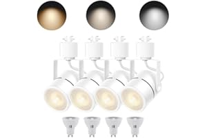BRAVSEKAI White 4PCS LED Track Lighting (No Rails) with Advanced Replaceable GU10 Bulbs, Switchable 3CCT(3000K/4000K/6000K) and Dimmable Brightness(20%-100%), Versatile Ceiling Spotlight Fixtures for Any Space