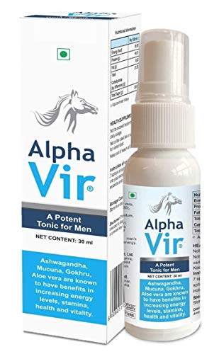 Alpha Vir Ashwagandha Testosterone Booster for Virility, Vitality & Libido Enhancement - Ayurvadic Formula for Improved Stamina, Potency, Performance, Energy, Health & Rejuvenation