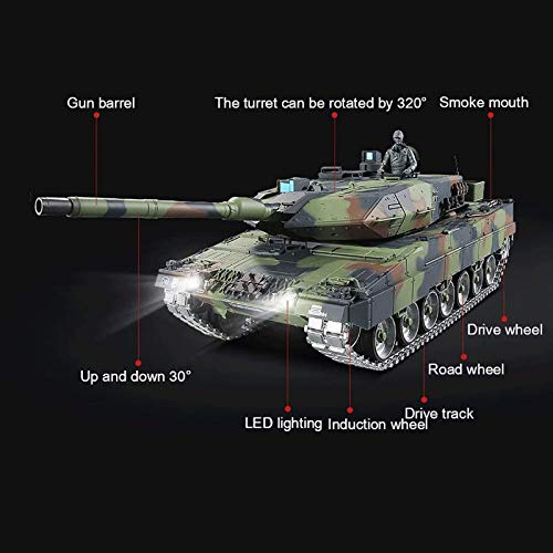 WZRY RC Panzer, Deutscher Leopard 2A6 Schwerer Panzer 1:16 RC Panzer, Vollmetall RC Spielzeug Tank, 2.4G Drahtloser… – Bild 7