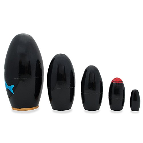 5" Set of 5 Penguins Wooden Nesting Dolls