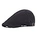 Men's Cotton Flat Snap Hat Ivy Gatsby Newsboy Hunting Cabbie Driving Cap (Black)