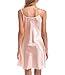 ADORNEVE Women Sexy Strap Lingerie Satin Pajamas Slip Nightshirt, Pink, Small