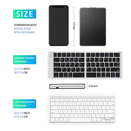 Samsers-Foldable-Bluetooth-Keyboard-Portable-Wireless-Keyboard-with-Stand-Holder-Rechargeable-Full-Size-Ultra-Slim-Folding-Keyboard-Compatible-iOS-Android-Windows-Smartphone-Tablet-Laptop-Silver