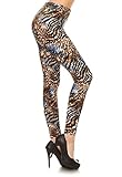 Leggings Depot Women's Fall/Winter Ultra Soft Popular Best Christmas Printed Holiday Fashion Leggings Bat (coloured Tiger, One Size (Size 0-12))