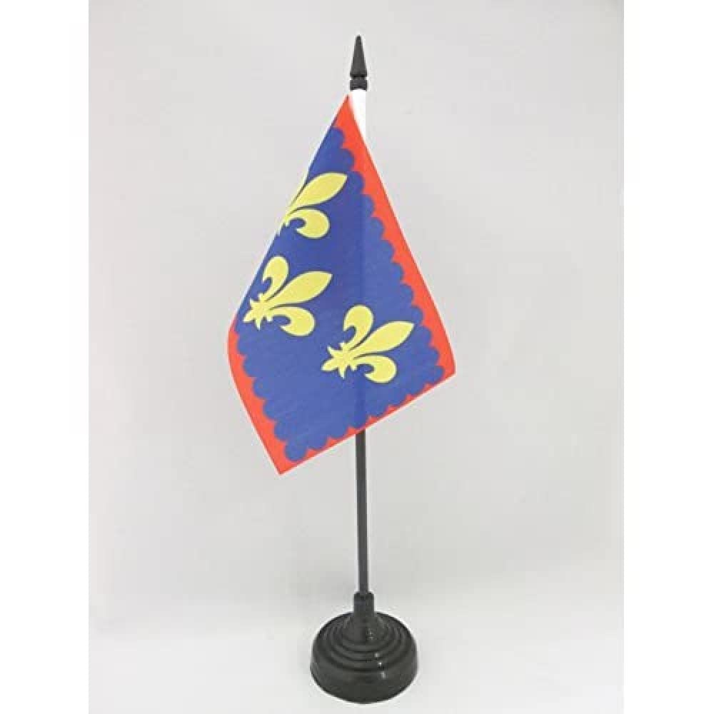 AZ FLAG - French Province of Berry Table Flag 4'' x 6'' - Province of Berry Office Mini Banner 100% Polyester 15 x 10 cm - Mini Desk Flag with 10'' Pole and Black Plastic Base