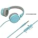 Kids Headphones, Vomach Blue Headphones with Microphone Lightweight Foldable On Ear Headphones for Girls