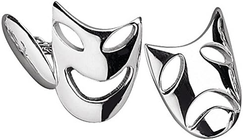 Orton West Mens Silver Plated Theatre Mask Cufflinks - Silver